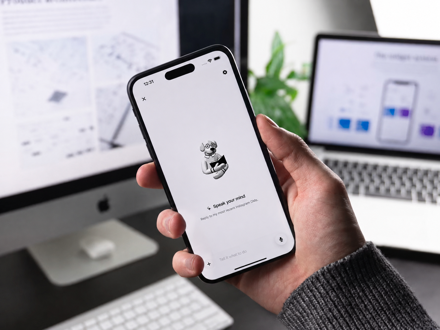 Person using SpokenWordAI on a smartphone